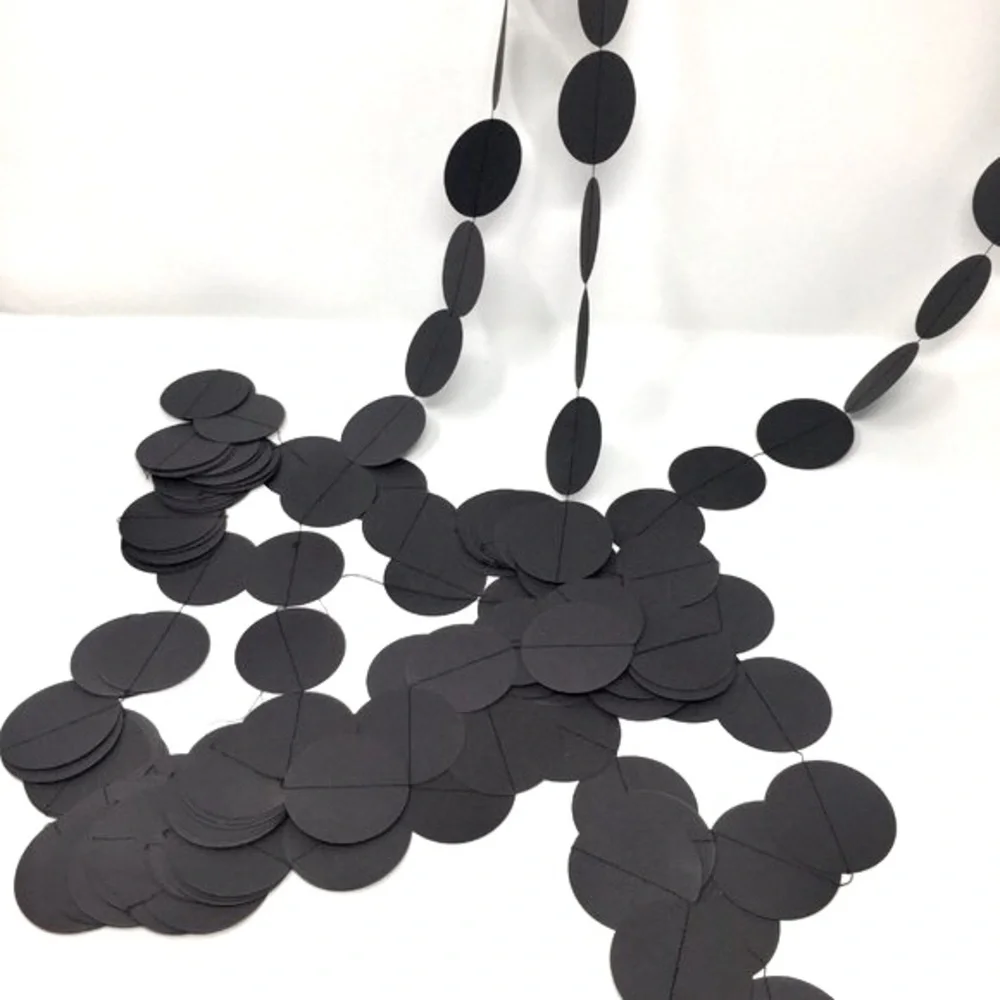 Black Dark Grey Round Paper Large Circle Party Halloween Extra Long Garland